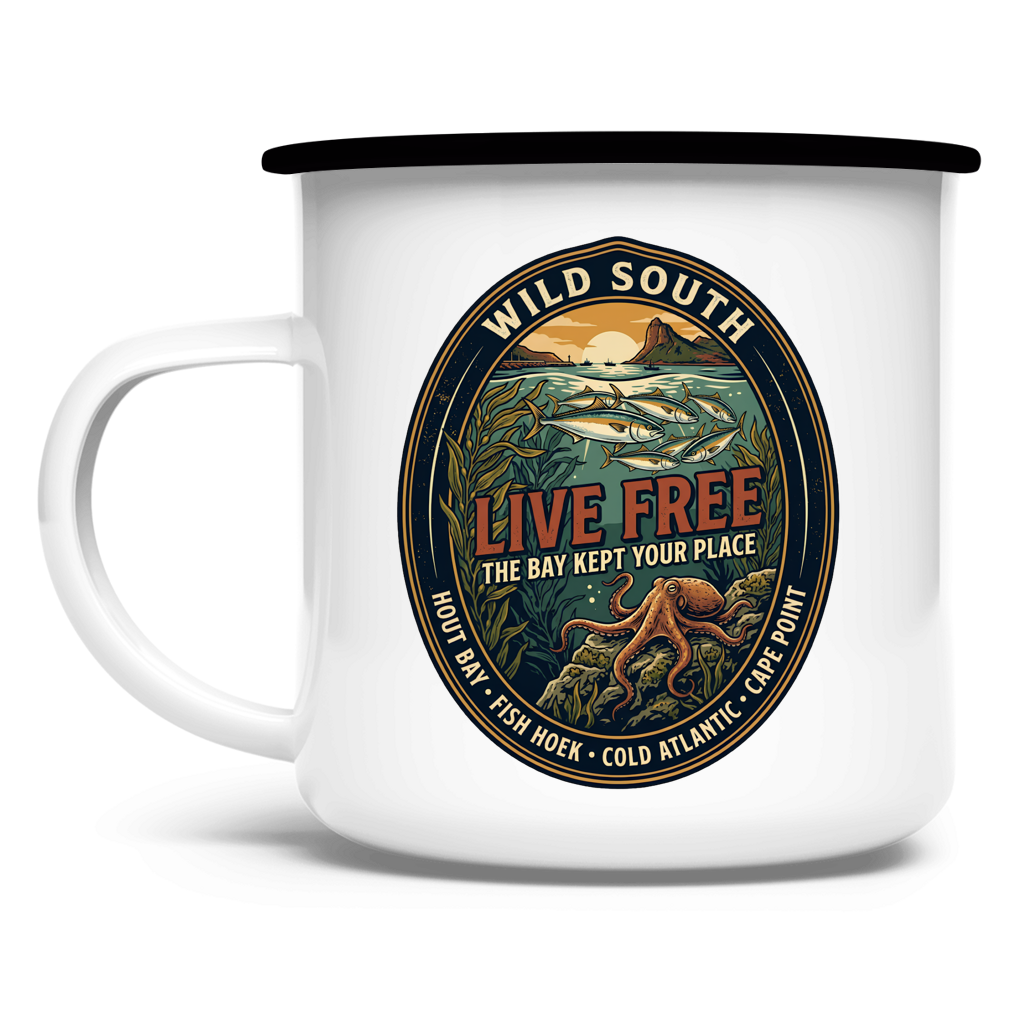 Emaille Tasse LIVE FREE Ocean Life