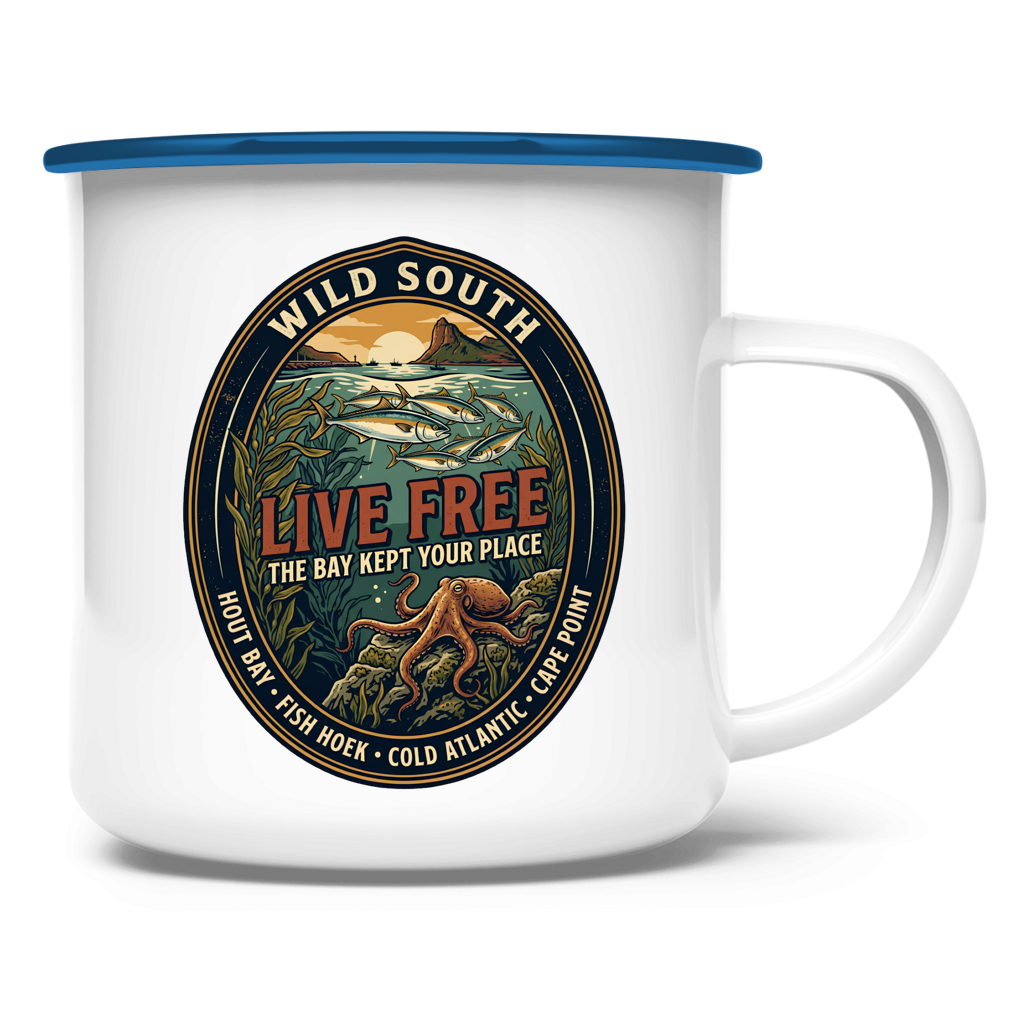 Emaille Tasse LIVE FREE Ocean Life
