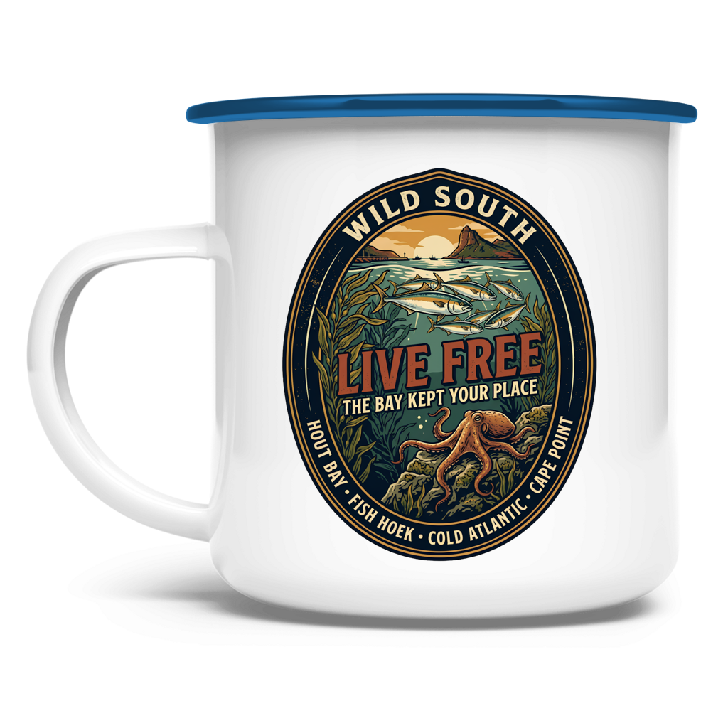 Emaille Tasse LIVE FREE Ocean Life