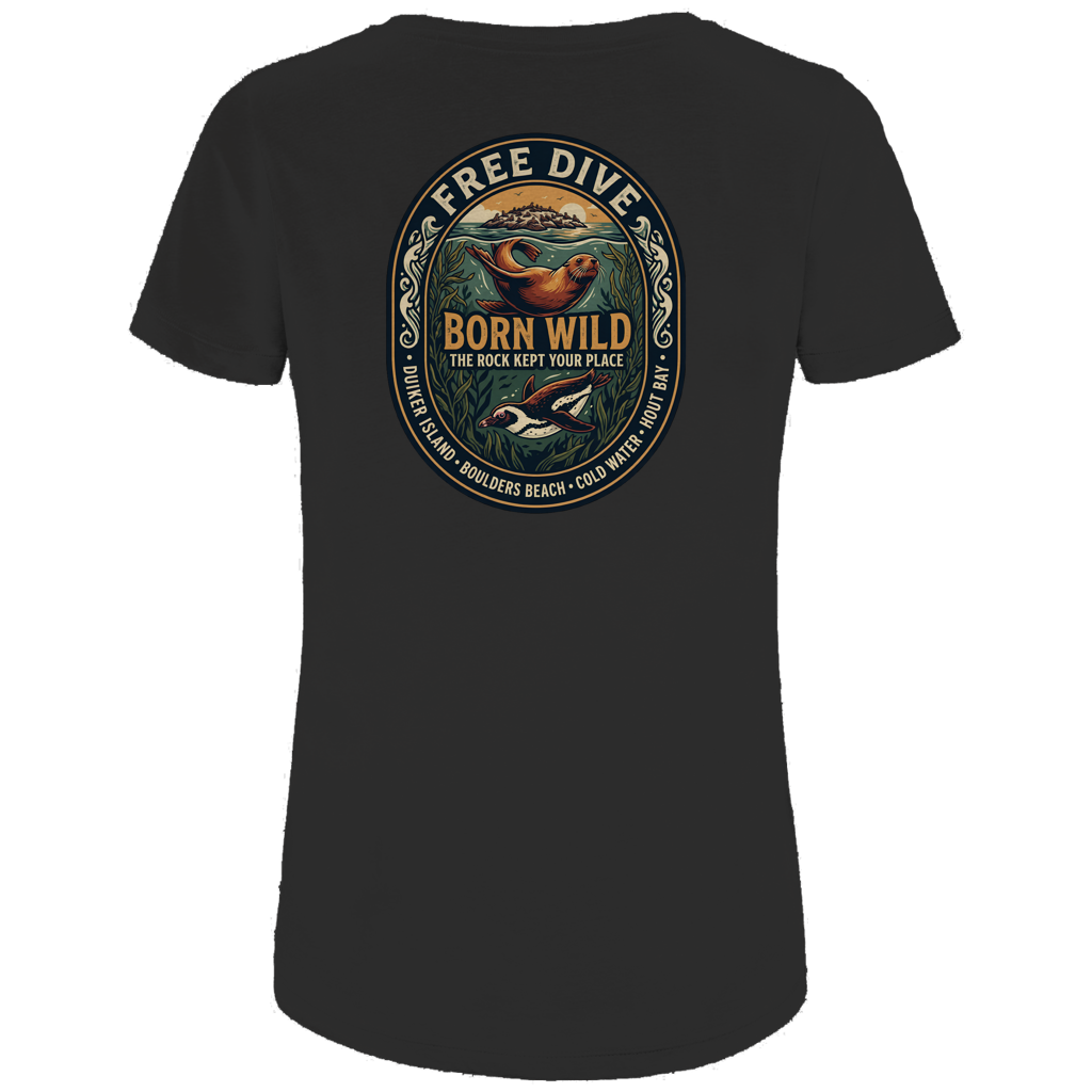 Damen Premium Bio T-Shirt BORN WILD Seal / Penguin