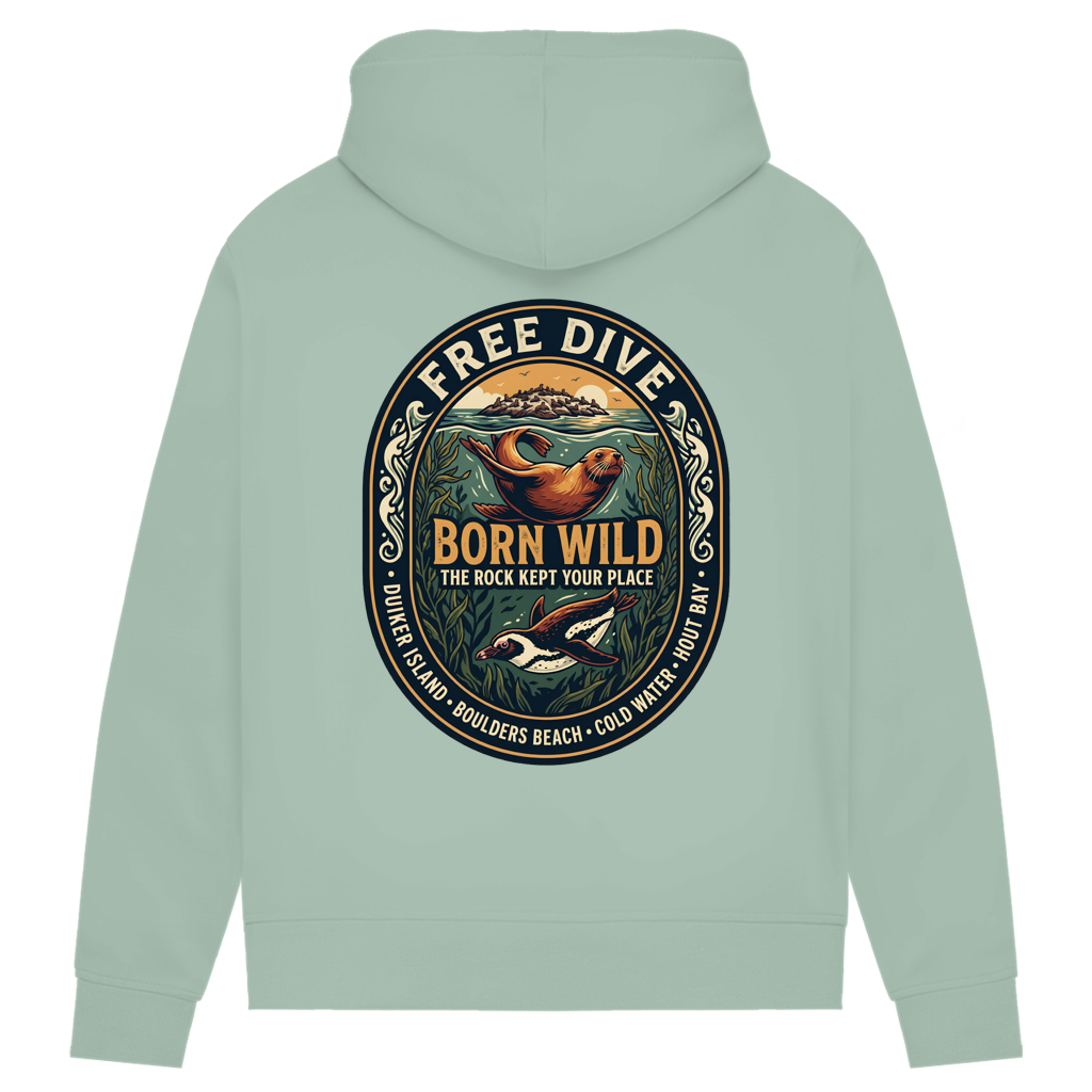 Damen Premium Bio Hoodie BORN WILD Seal / Penguin