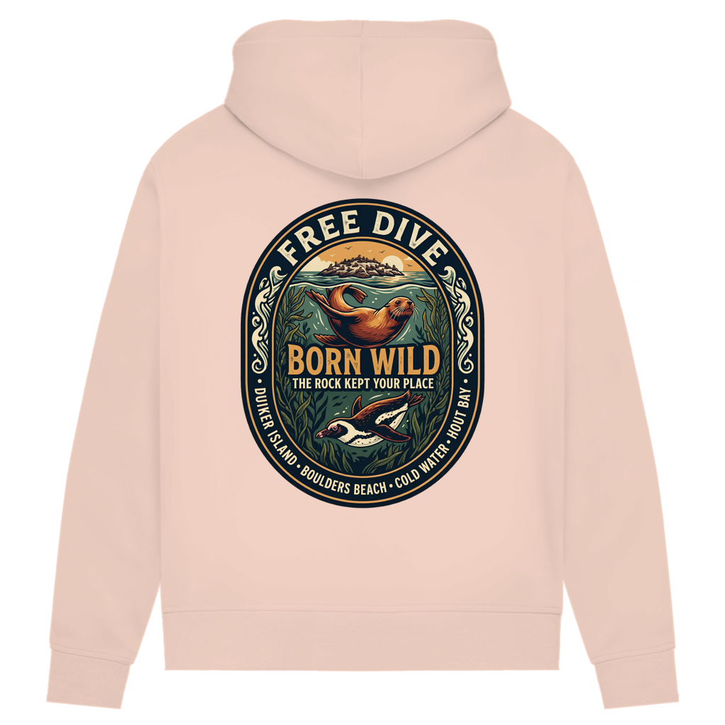 Damen Premium Bio Hoodie BORN WILD Seal / Penguin
