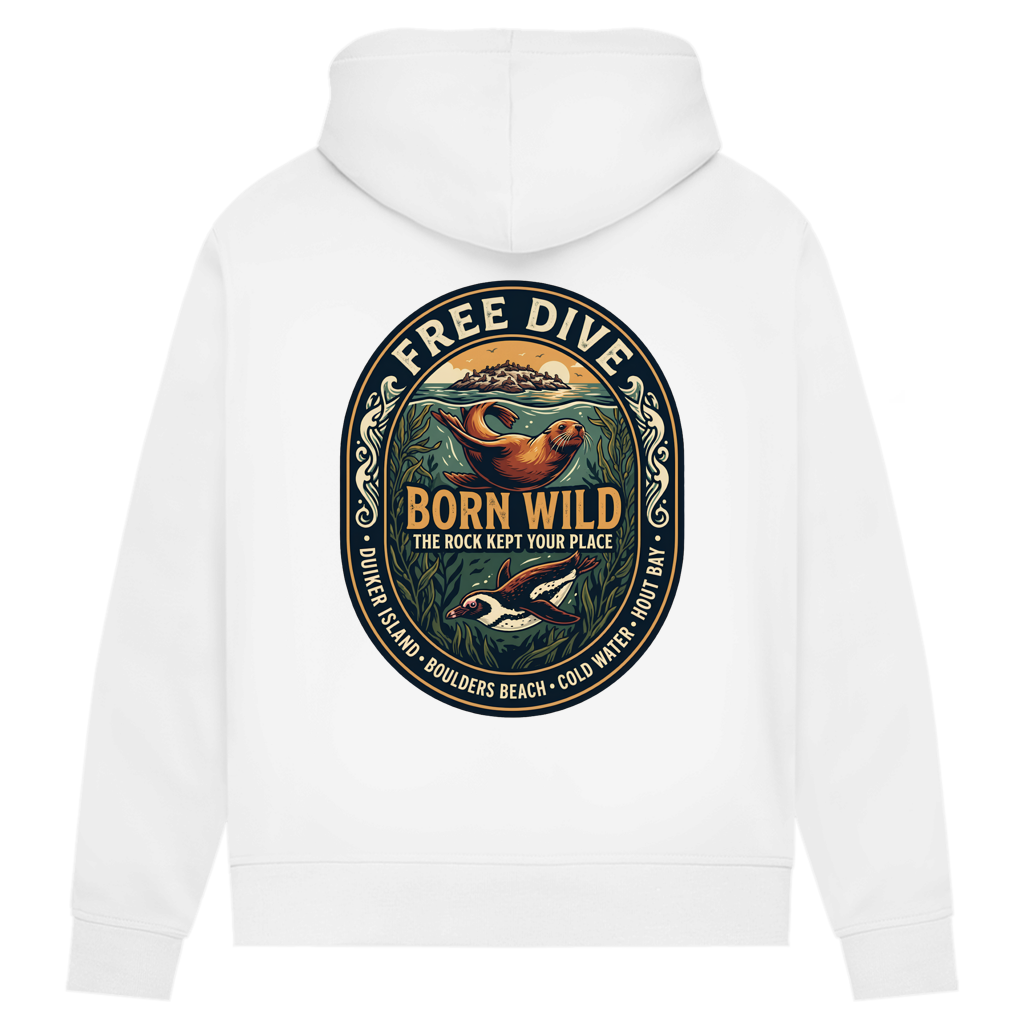 Damen Premium Bio Hoodie BORN WILD Seal / Penguin