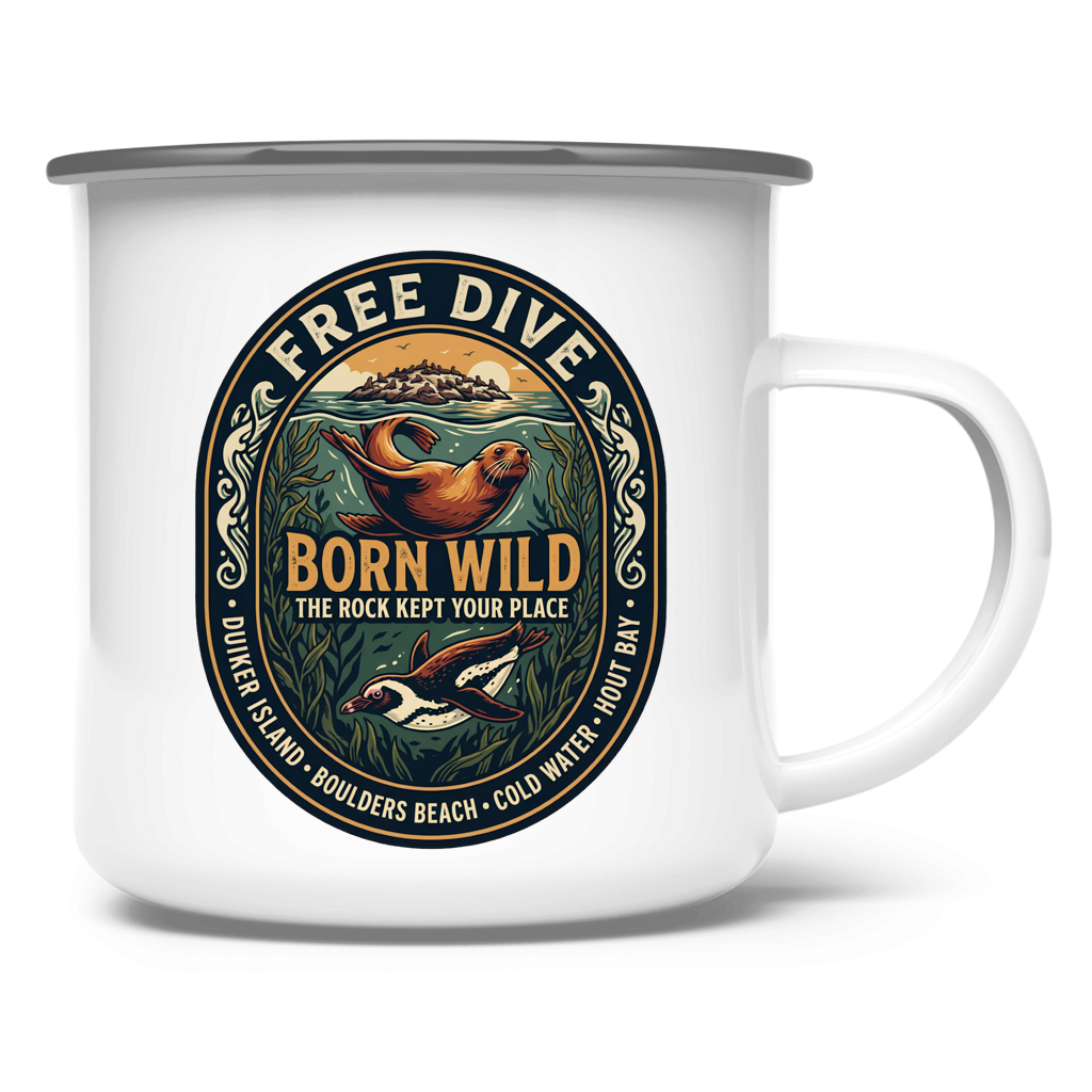 Emaille Tasse BORN WILD Seal / Penguin