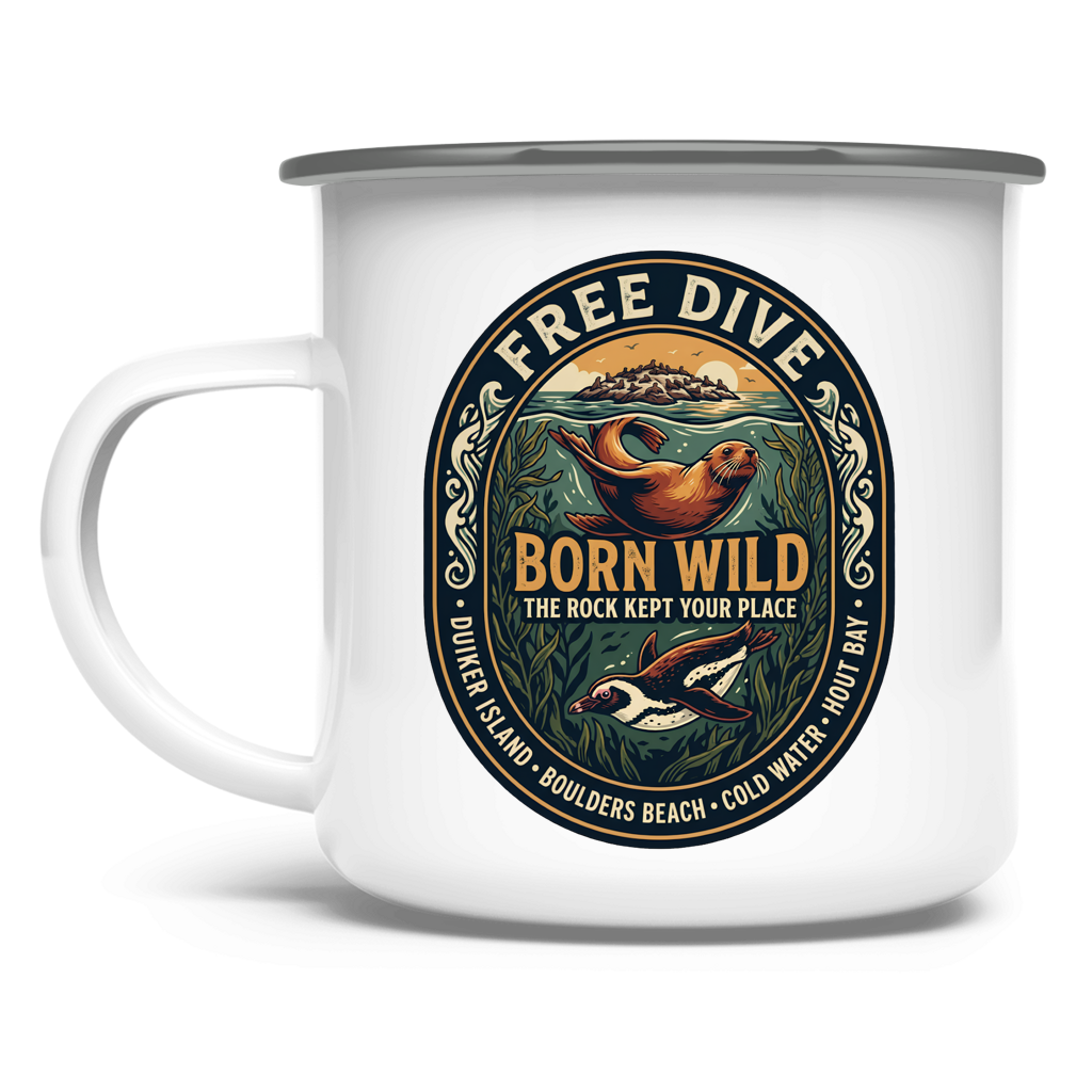 Emaille Tasse BORN WILD Seal / Penguin