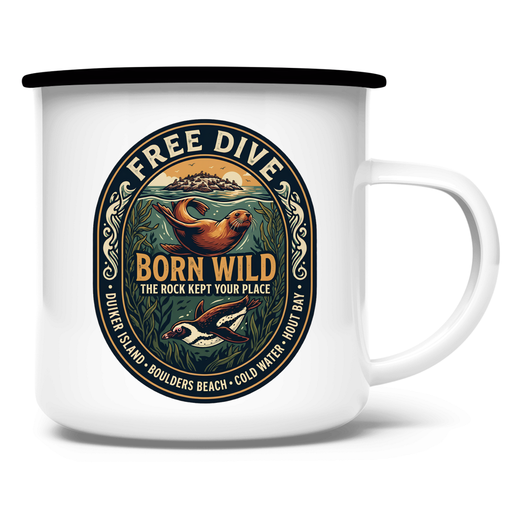 Emaille Tasse BORN WILD Seal / Penguin