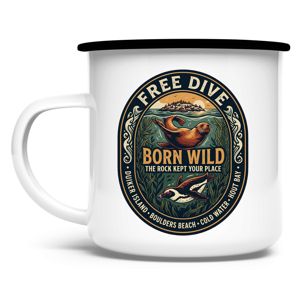 Emaille Tasse BORN WILD Seal / Penguin