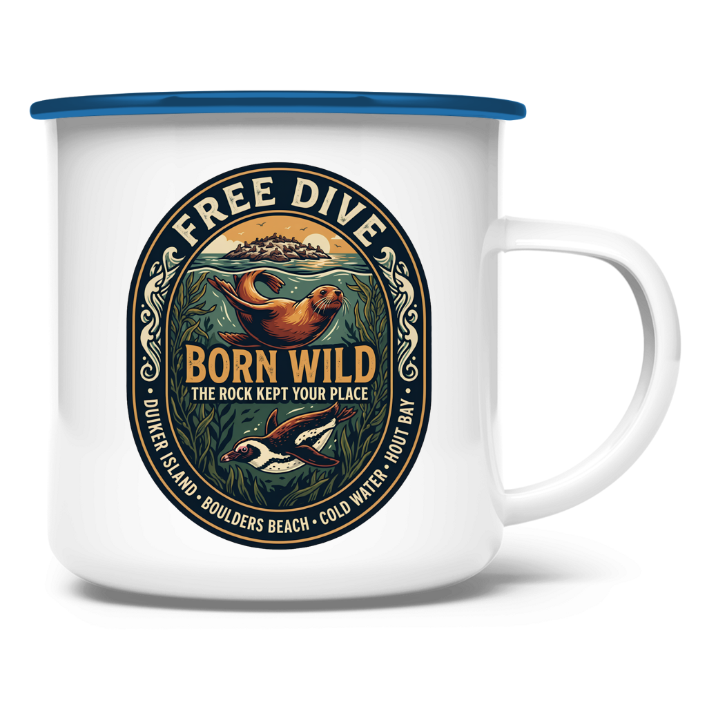 Emaille Tasse BORN WILD Seal / Penguin