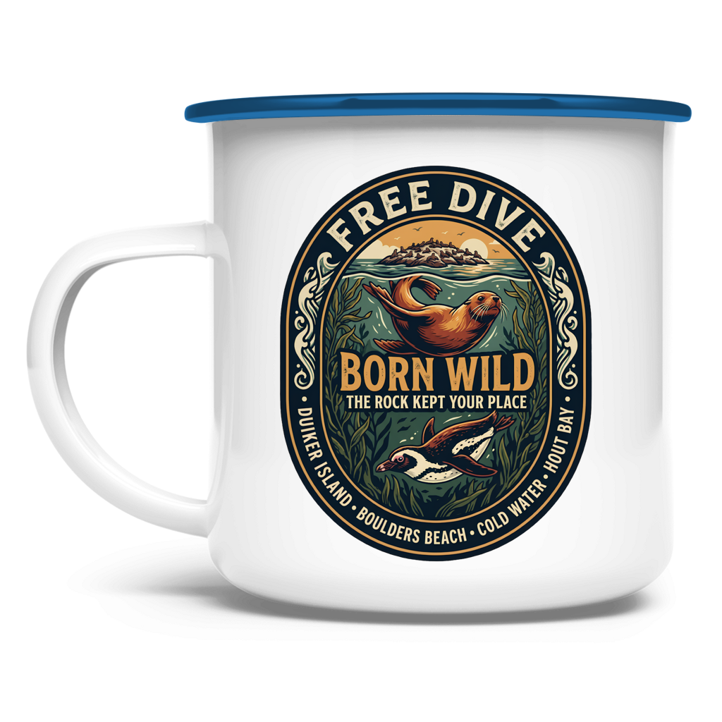 Emaille Tasse BORN WILD Seal / Penguin
