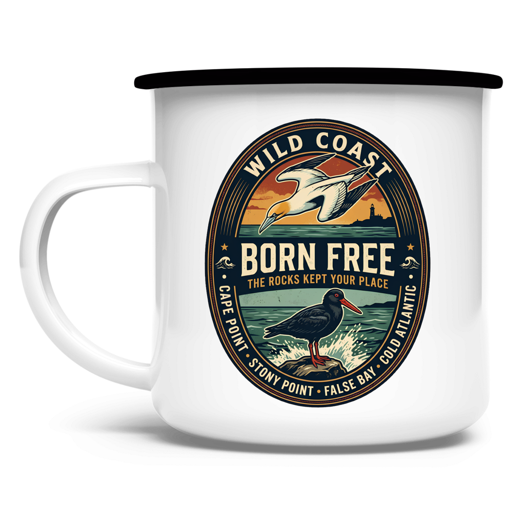 Emaille Tasse BORN FREE Rock Lover