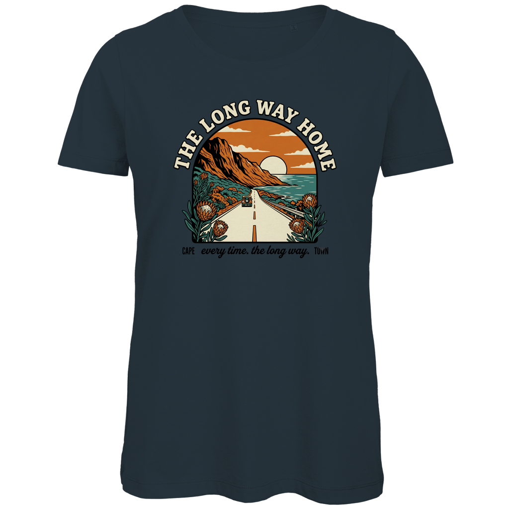 Damen Premium Bio T-Shirt 70's The long way home