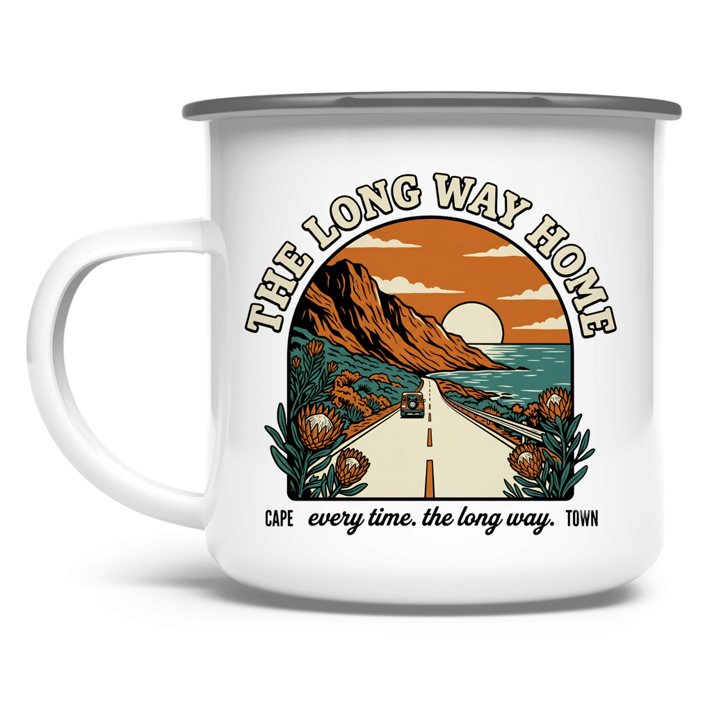 Emaille Tasse 70's The long way home