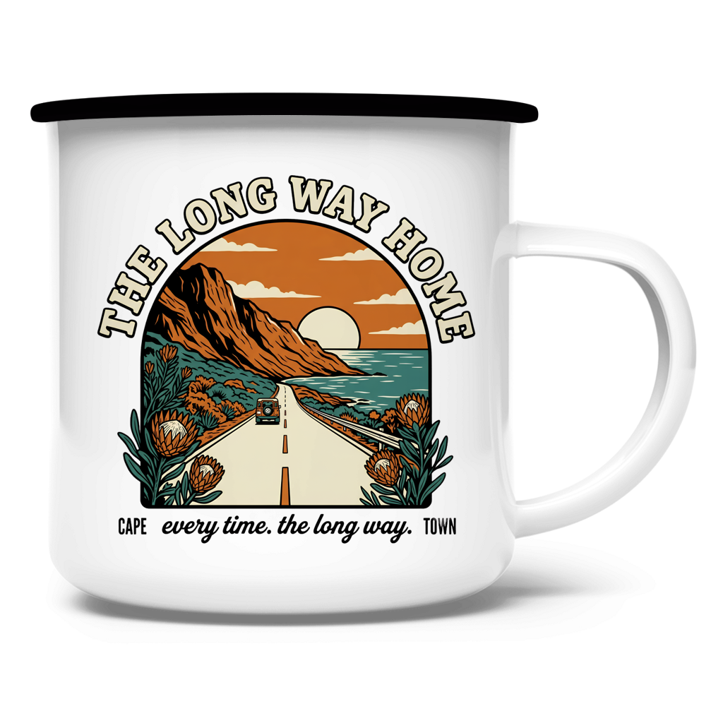 Emaille Tasse 70's The long way home