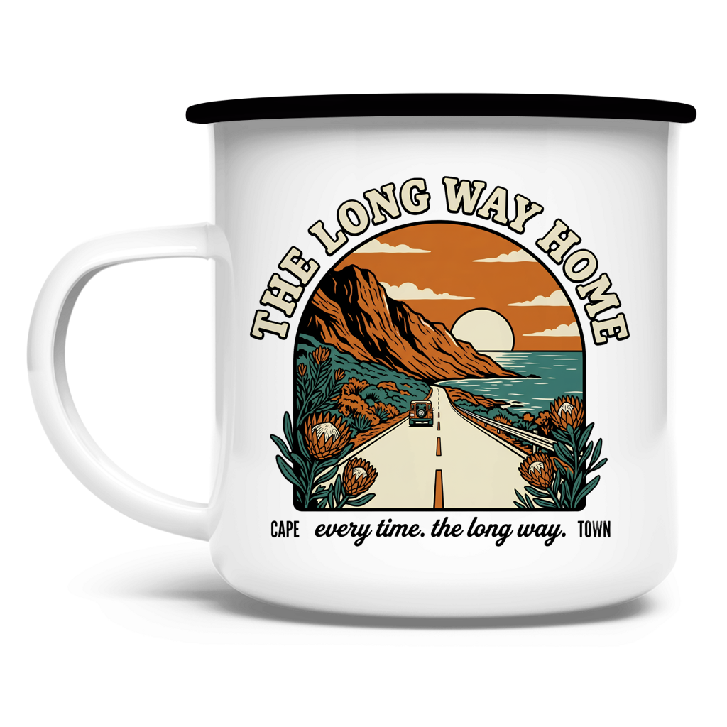 Emaille Tasse 70's The long way home