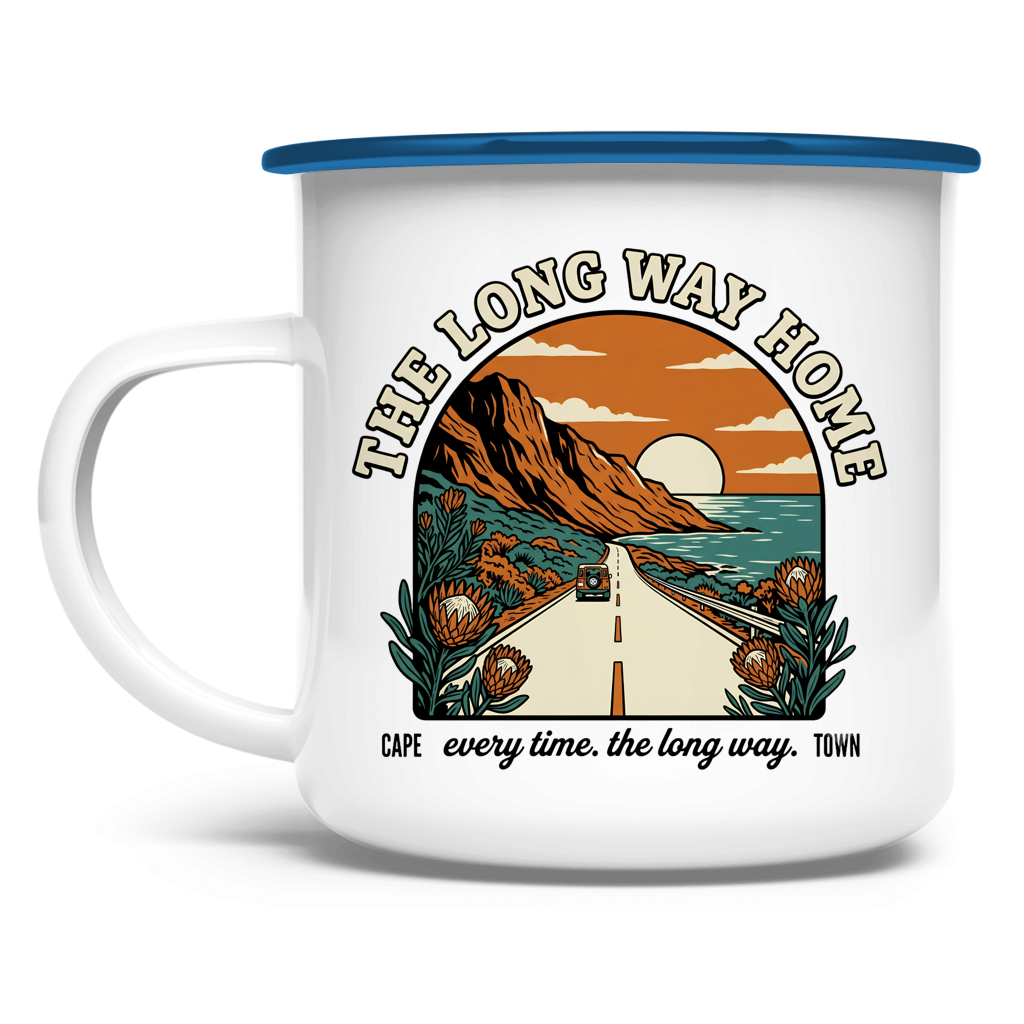 Emaille Tasse 70's The long way home